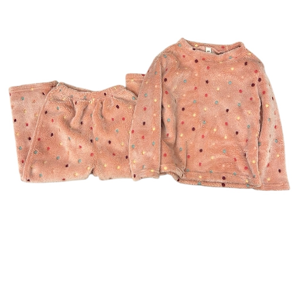 5/$25 Toddler Girls Pink With Multi Color Polka Dots Sweatsuit